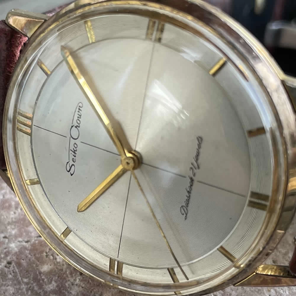 [OH Finished] SEIKO/Seiko Crown Gold 15003 21 Stone Cal.560 Caliber Mechanical Hand Winding Watch Seikosha Suwa Factory 1963 January Manufactured Product Operation Confirmed Cleaning, Case Polish/Windshield, New Replacement Antique Watch, Medium 3 Hand, Italian Leather Strap Included 