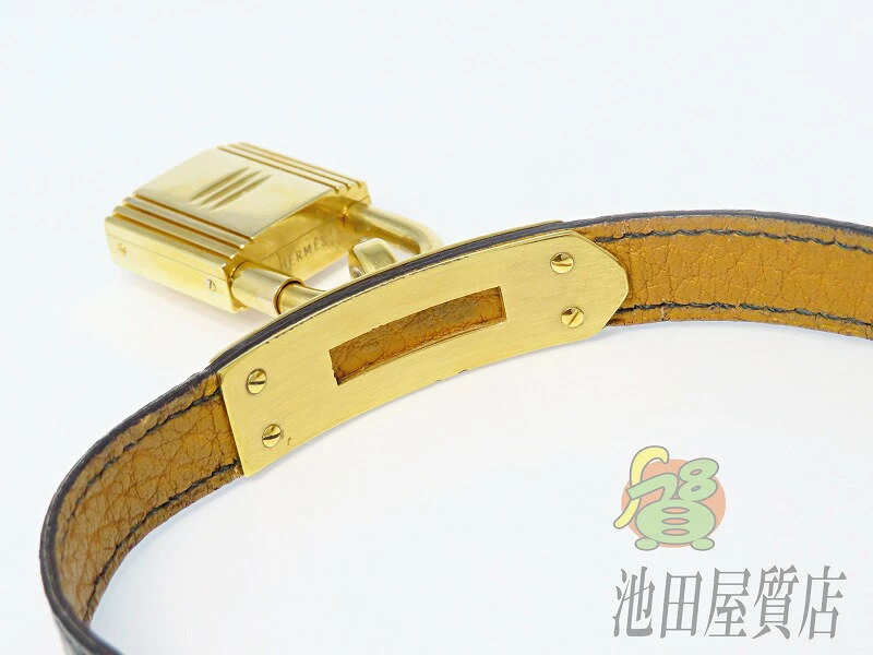 Hermès Kelly Watch KE1.201 GP Leather Gold Dial OV Engraved (92) AB