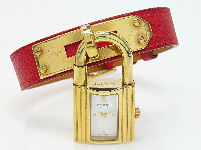 Hermès Kelly Watch KE1.201 GP Courchevel White Dial OZ Engraved (96) AB
