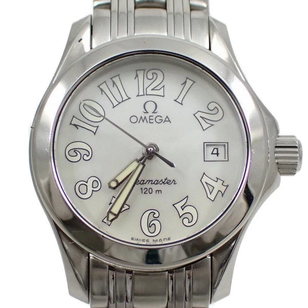 Omega Seamaster 120M Quartz Ladies Arabic Numerals Shell Dial Genuine SS Strap 2581.70