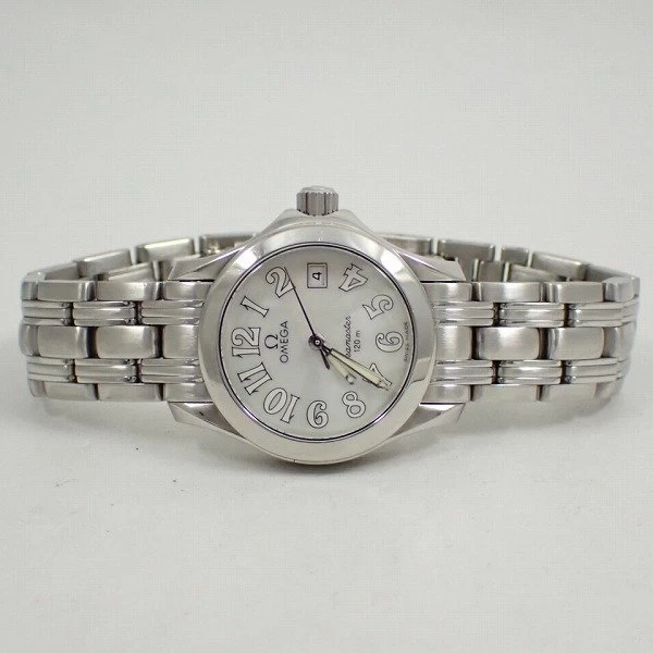 Omega Seamaster 120M Quartz Ladies Arabic Numerals Shell Dial Genuine SS Strap 2581.70