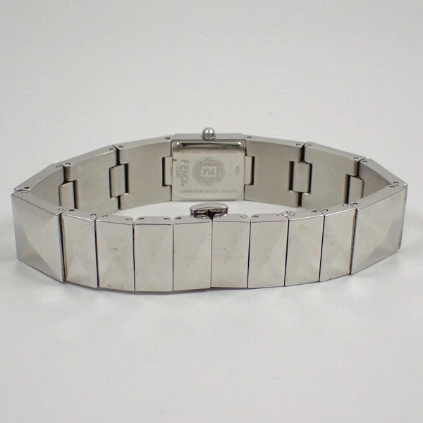 Fendi 4250L Quartz Ladies Cut Glass Black Dial Genuine SS Strap