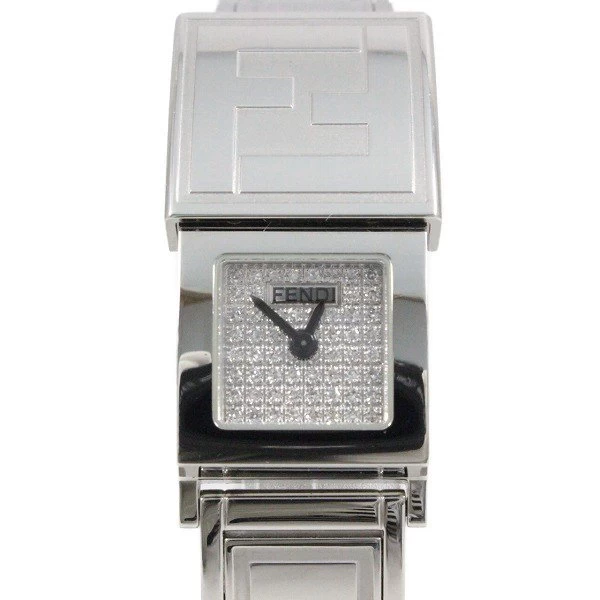 FENDI 5400L Secret Breath Watch Quartz Ladies Diamond Dial Genuine SS Belt