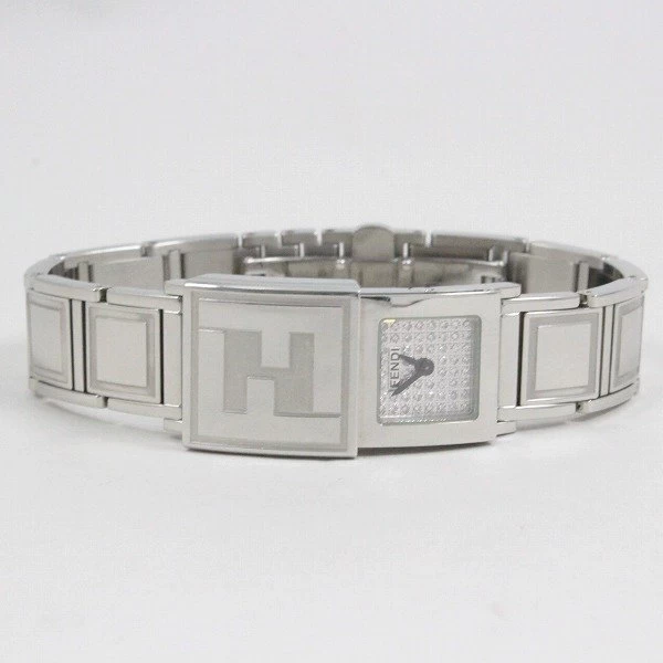 FENDI 5400L Secret Breath Watch Quartz Ladies Diamond Dial Genuine SS Belt