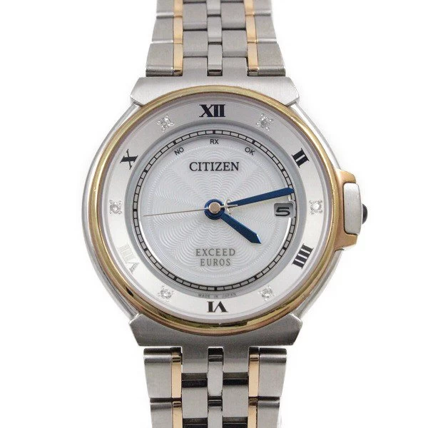 Citizen Exceed Euro Eco-Drive Radio Wave Ladies 6P Diamond Shell Dial ES1036-50A