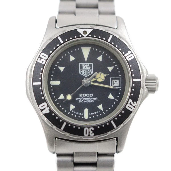 TAG HEUER 2000 QUARTZ LADIES BLACK DIAL GENUINE SS BELT 973.008