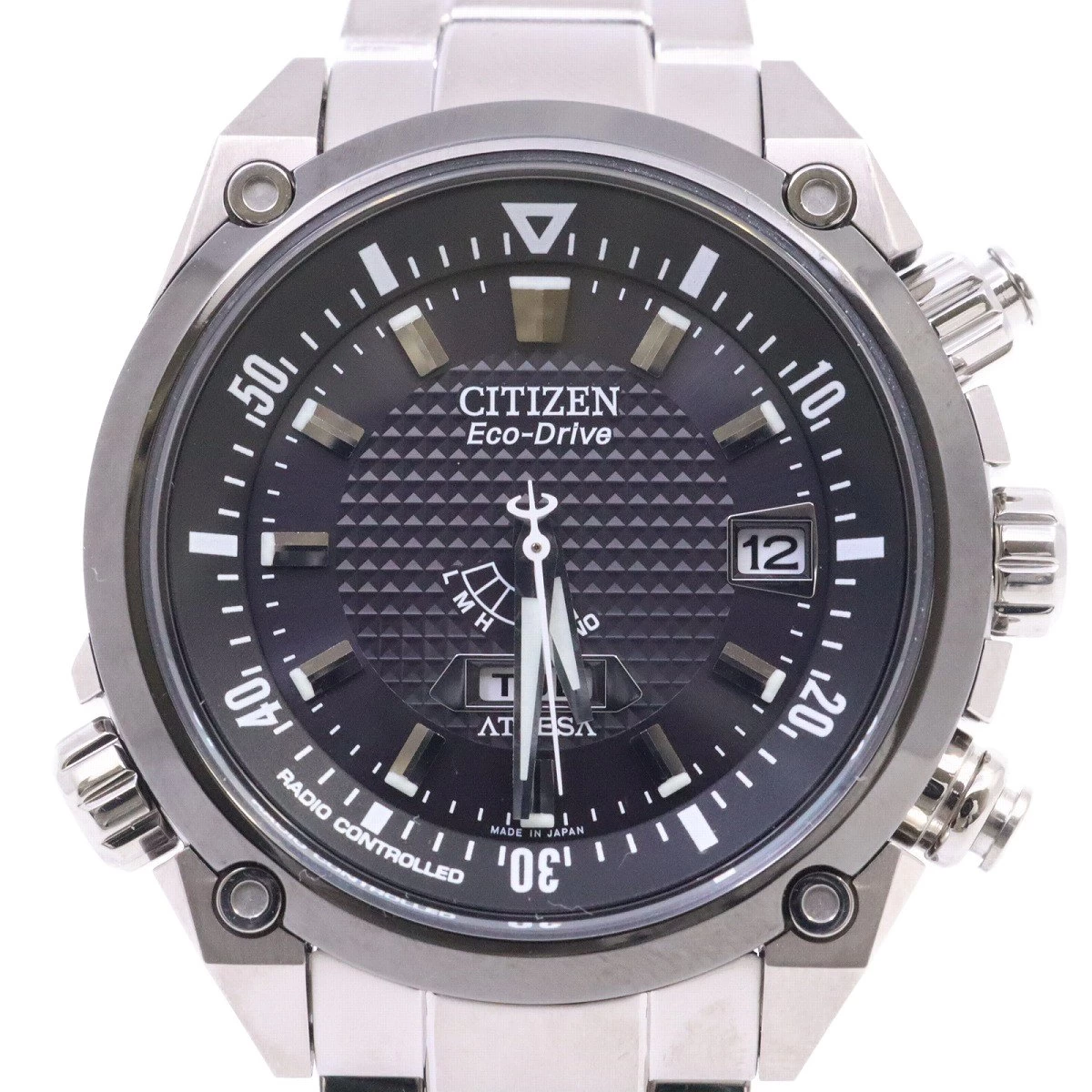 Citizen Atessa Eco Drive Radio Controlled Day Date Titanium Black Dial ATD53-2941