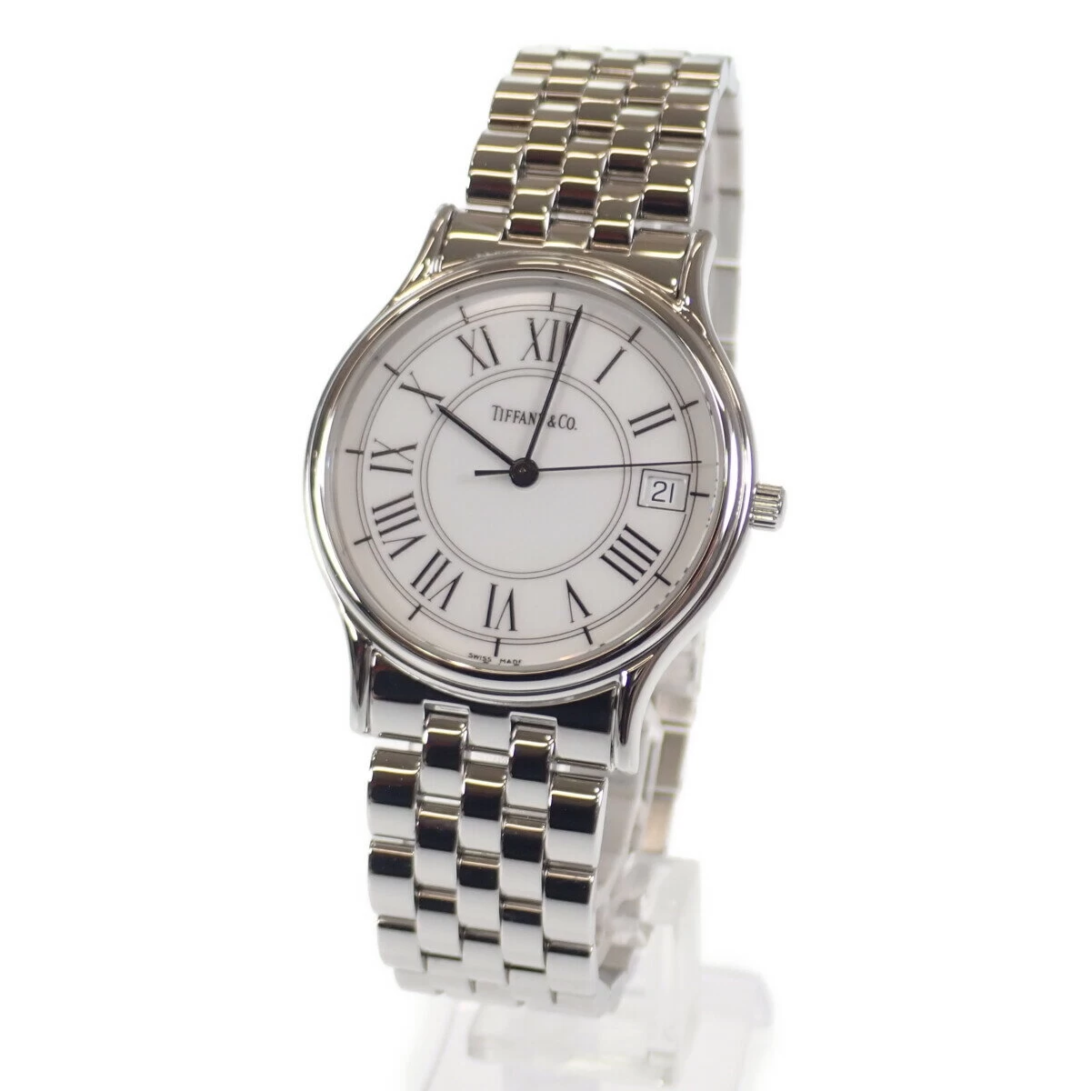 [A rank] Tiffany & Co. Tiffany & Co. Classic Date SS White Dial Quartz Waterproof 30m [ISEYA]
