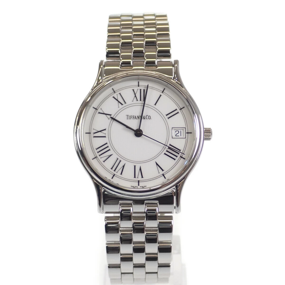 [A rank] Tiffany & Co. Tiffany & Co. Classic Date SS White Dial Quartz Waterproof 30m [ISEYA]