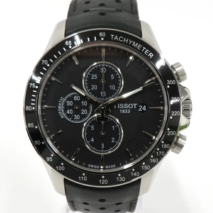 TISSOT Chronograph Automatic SS Leather Black Dial T106427