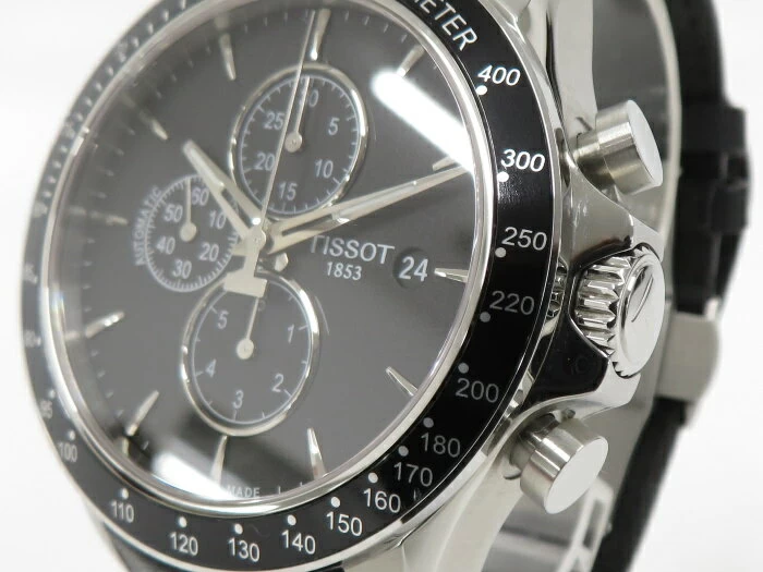 TISSOT Chronograph Automatic SS Leather Black Dial T106427