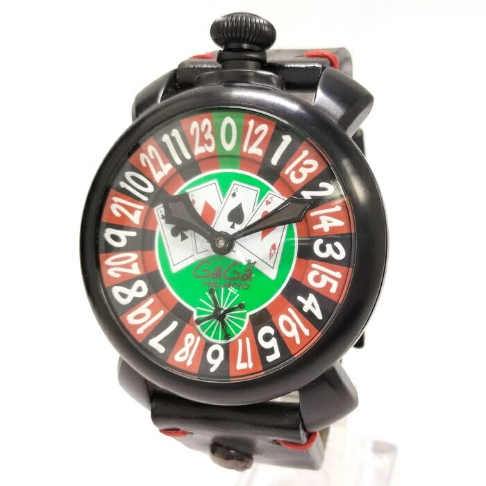 GaGa MILANO Manuale 48 Limited Edition Las Vegas Hand-wound SS Black Green Dial 5012.LV.01S