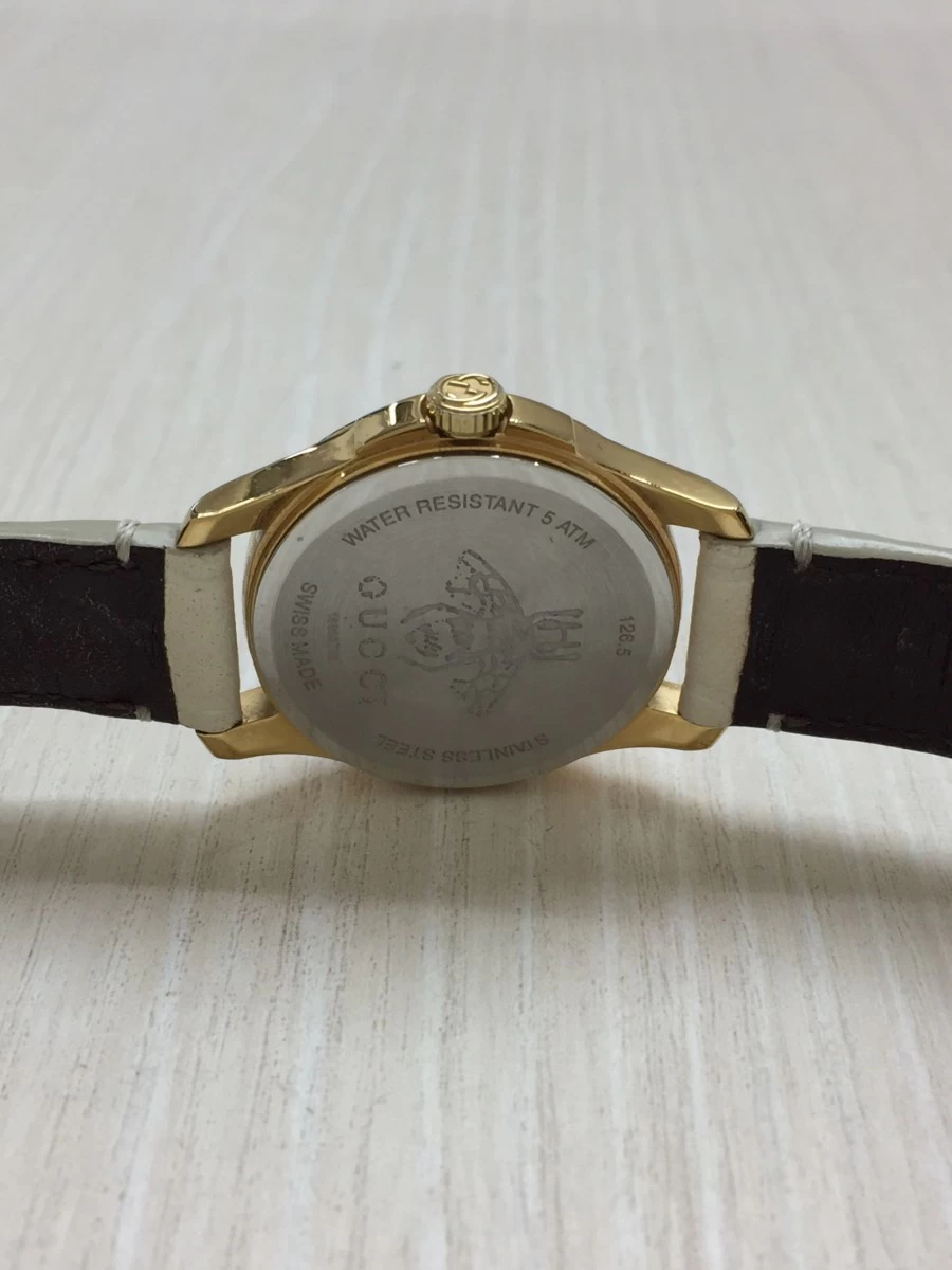 GUCCI ◆ G-TIMELESS/WHITE LEATHER, QUARTZ, ANALOG, LEATHER, CRM/CRM/CONDITION CONSIDERING G TIMELESS