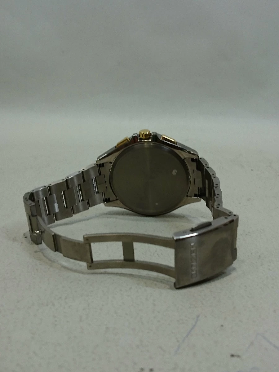 CITIZEN ◆ Quartz/Analog/Stainless Steel/BLK/SLV Chronograph Radio Wave Eco-Drive Eco-Drive