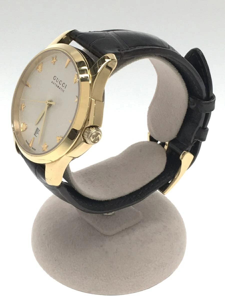 Gucci ◆ G-timeless/automatic winding/analog/white/black/WHT/BLK back skeleton date 126.4