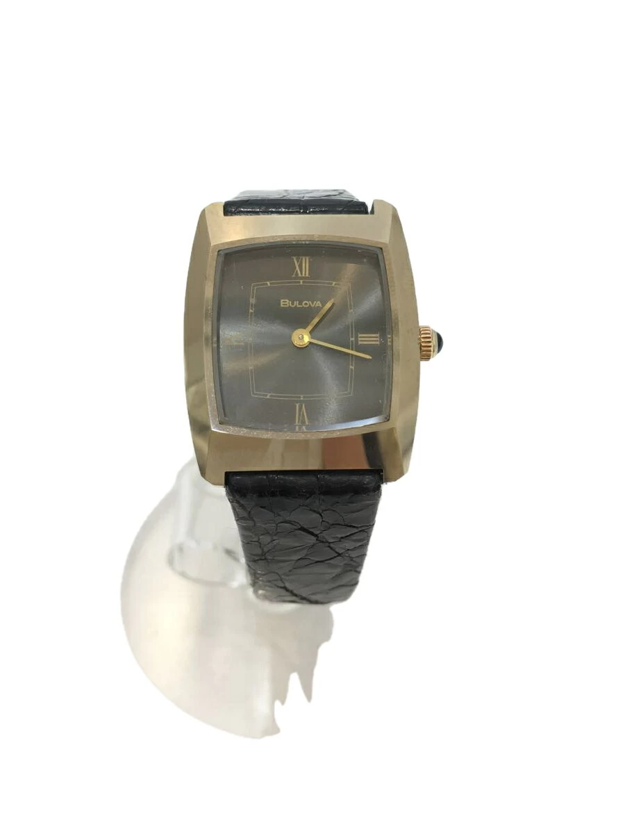 BULOVA ◆ antique/working product/manual winding/analog/leather/BLK/BLK/with belt damage