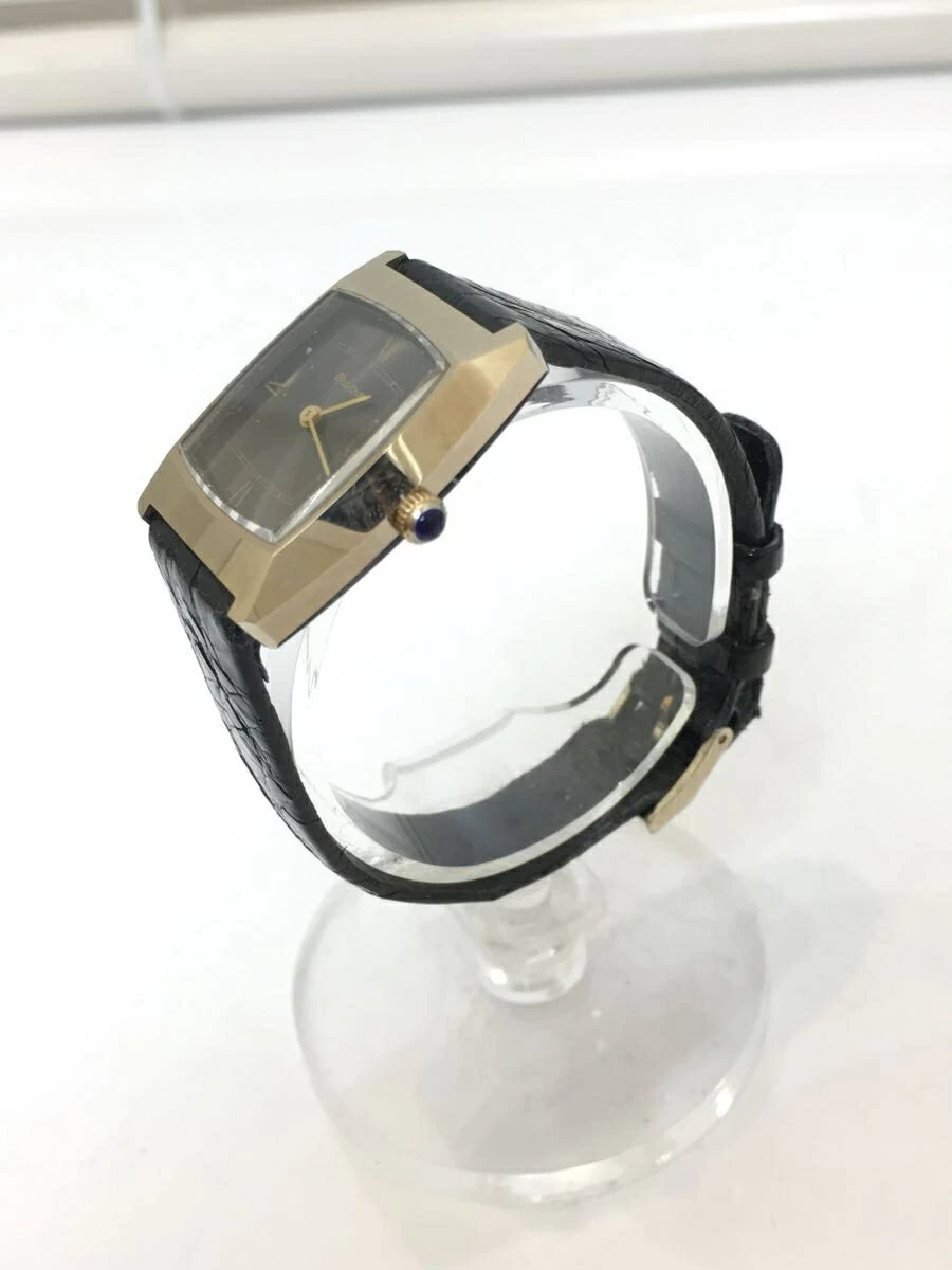 BULOVA ◆ antique/working product/manual winding/analog/leather/BLK/BLK/with belt damage