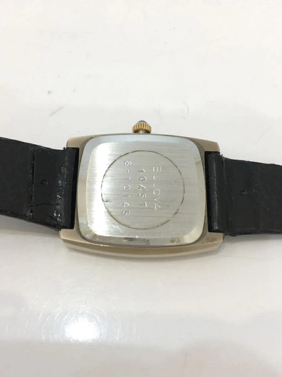 BULOVA ◆ antique/working product/manual winding/analog/leather/BLK/BLK/with belt damage