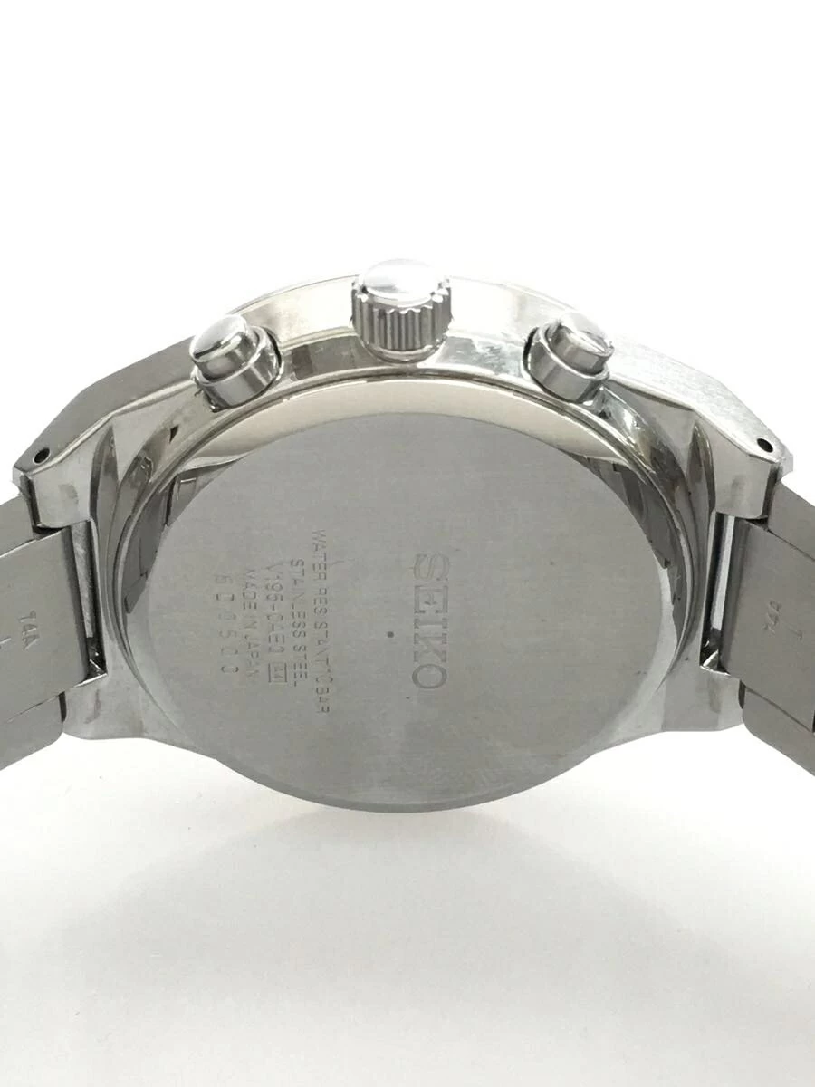 SEIKO ◆ WORLD TIME SOLAR analog/stainless steel/BLK/SLV/V195-0AE0/small scratches