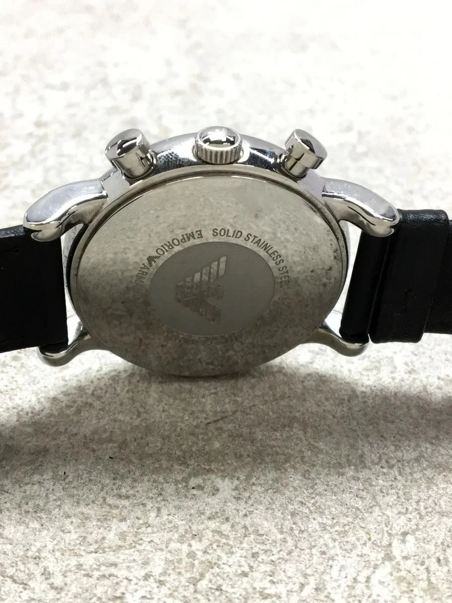EMPORIO ARMANI ◆ Quartz/Analog/Leather/BLK/BLK/SS Luigi/Chronograph