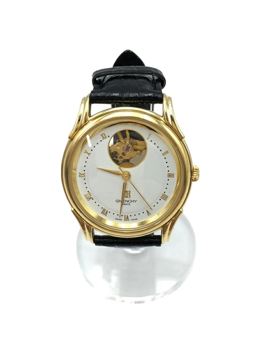 GIVENCHY ◆ automatic/analog/leather/WHT daily/accessories