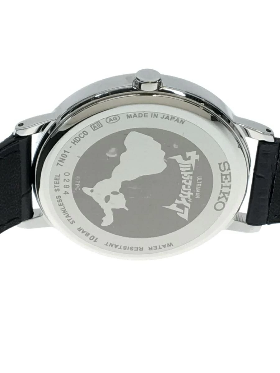 SEIKO ◆ × Ultraman Gaia/TDG Limited Edition/Quartz/Analog/Leather/SLV/BLK 7N01-HDC0