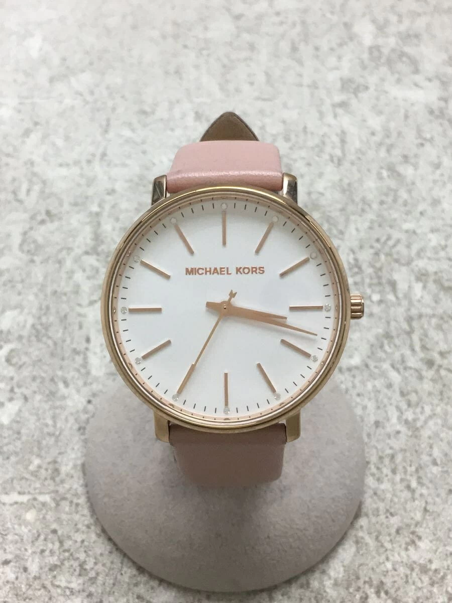MICHAEL KORS ◆ Quartz/Analog/Leather/WHT/PNK