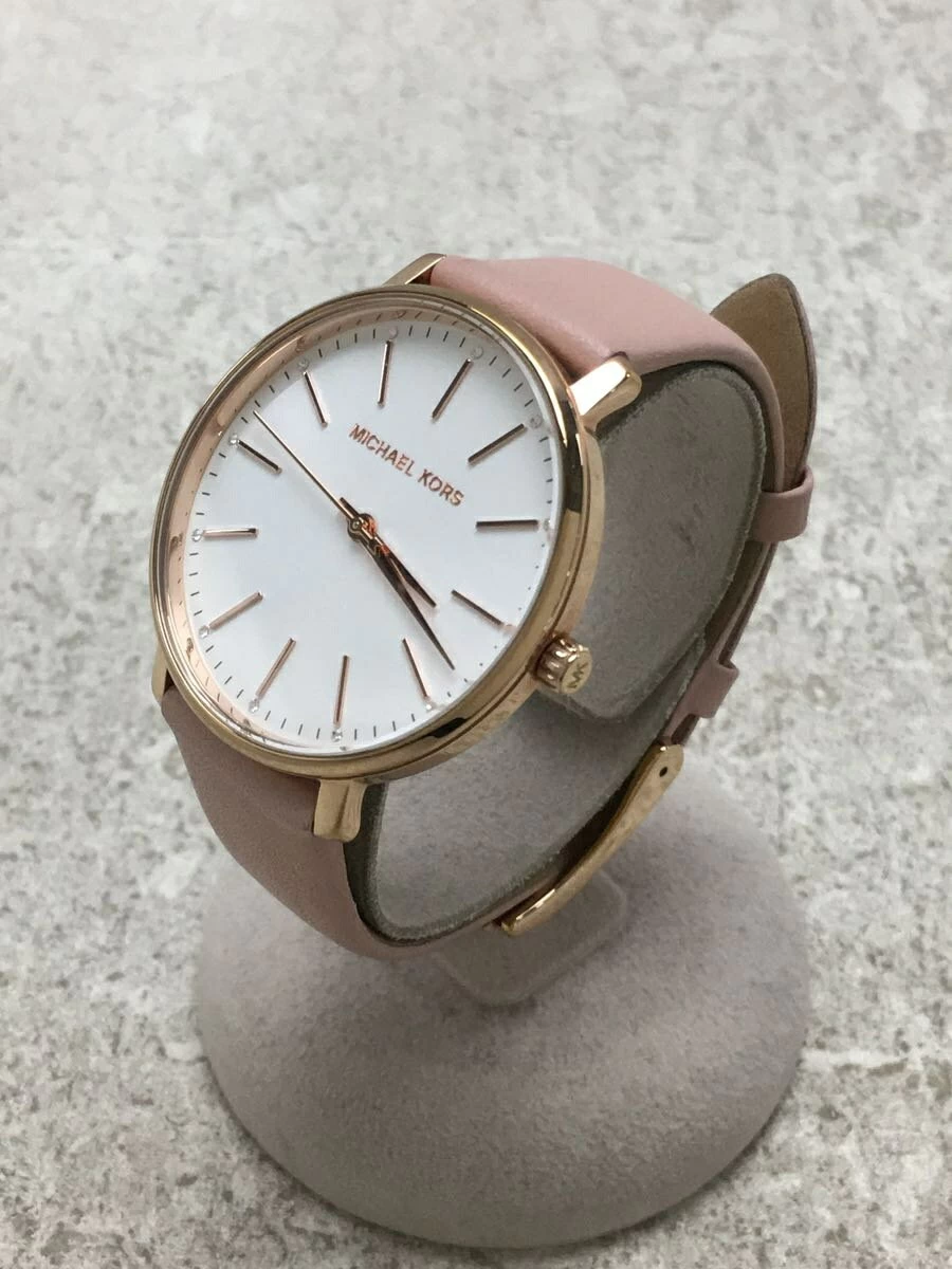 MICHAEL KORS ◆ Quartz/Analog/Leather/WHT/PNK