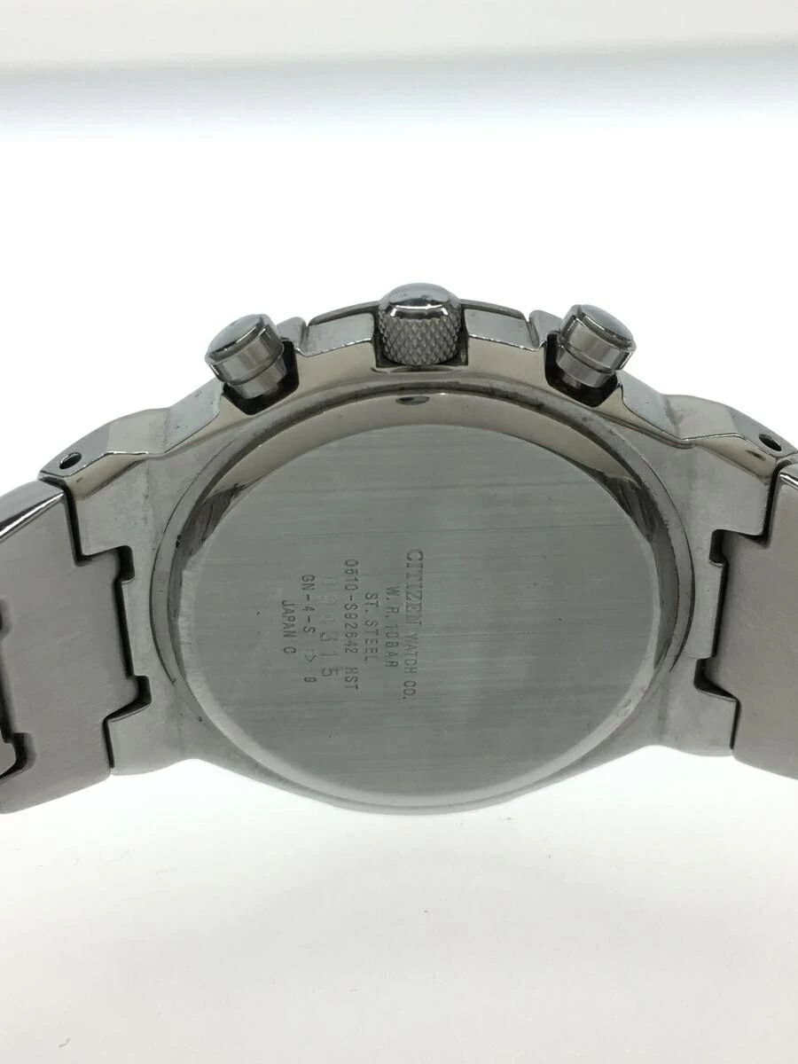 Citizen ◆ Quartz/Analog/Stainless Steel/GRN/SLV/0610-S92642 Chronograph Tachymeter Arabian Index Date