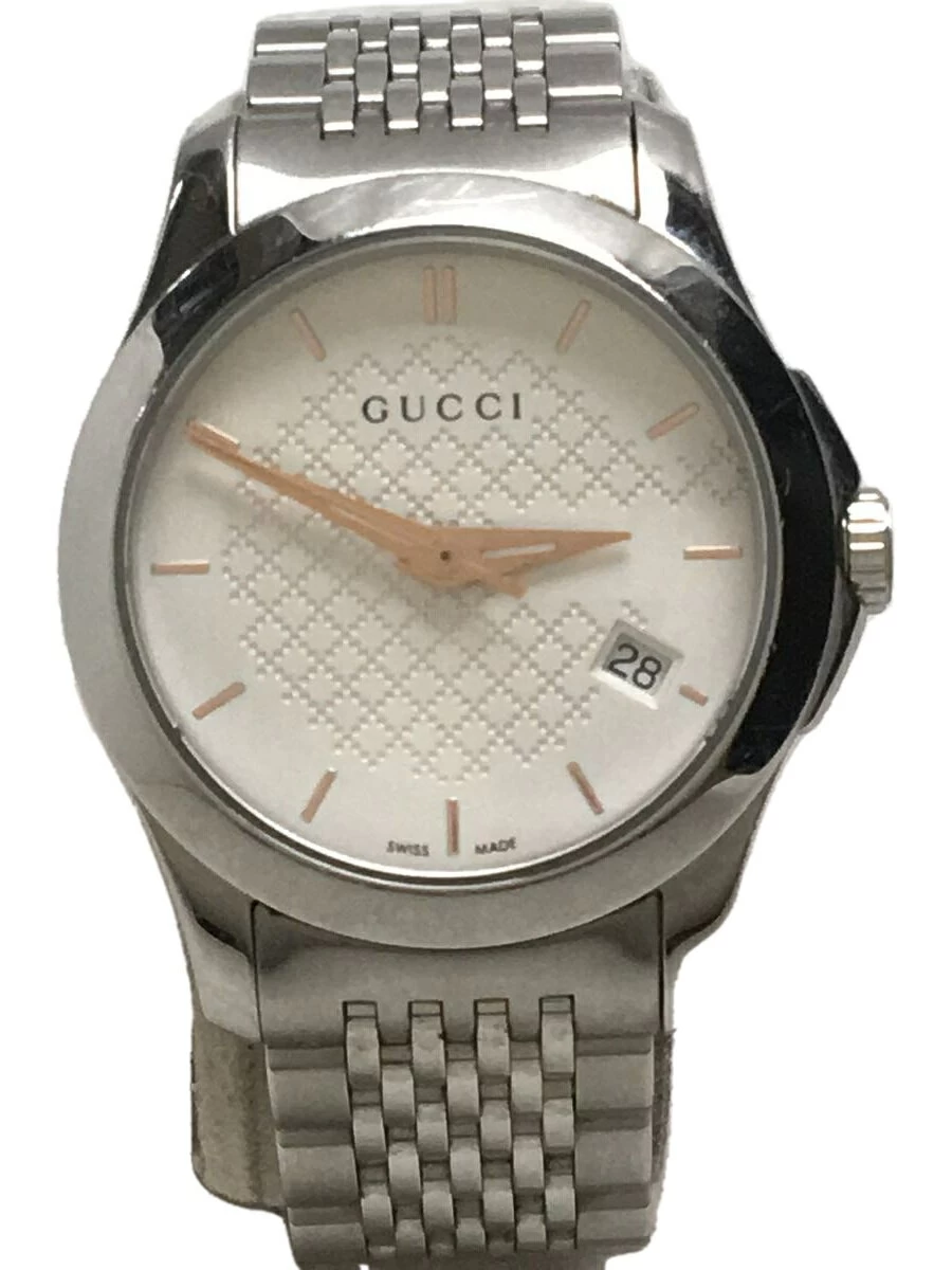 GUCCI ◆ 126.5/G timeless/quartz/analog/stainless steel/white/silver G-TIMELESS