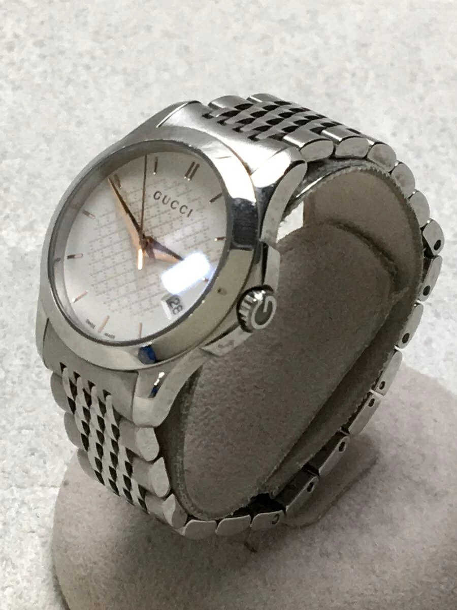 GUCCI ◆ 126.5/G timeless/quartz/analog/stainless steel/white/silver G-TIMELESS