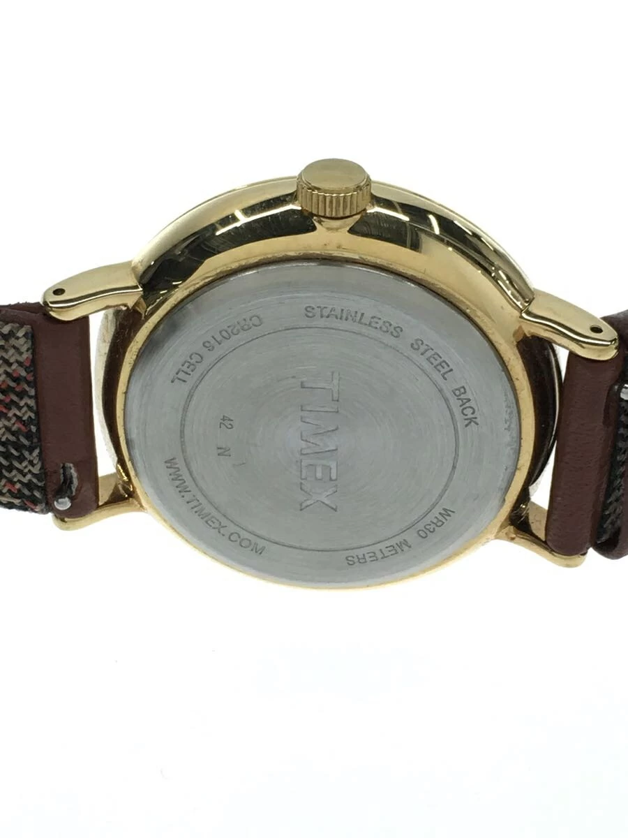 TIMEX ◆ Quartz/Analog/Leather/Brown/White/CR2016 CELL