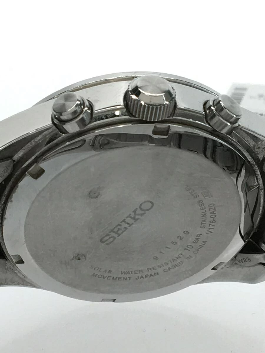SEIKO ◆ body only/belt part with small scratches/solar/analog/stainless steel/NVY/V176-0AZ0
