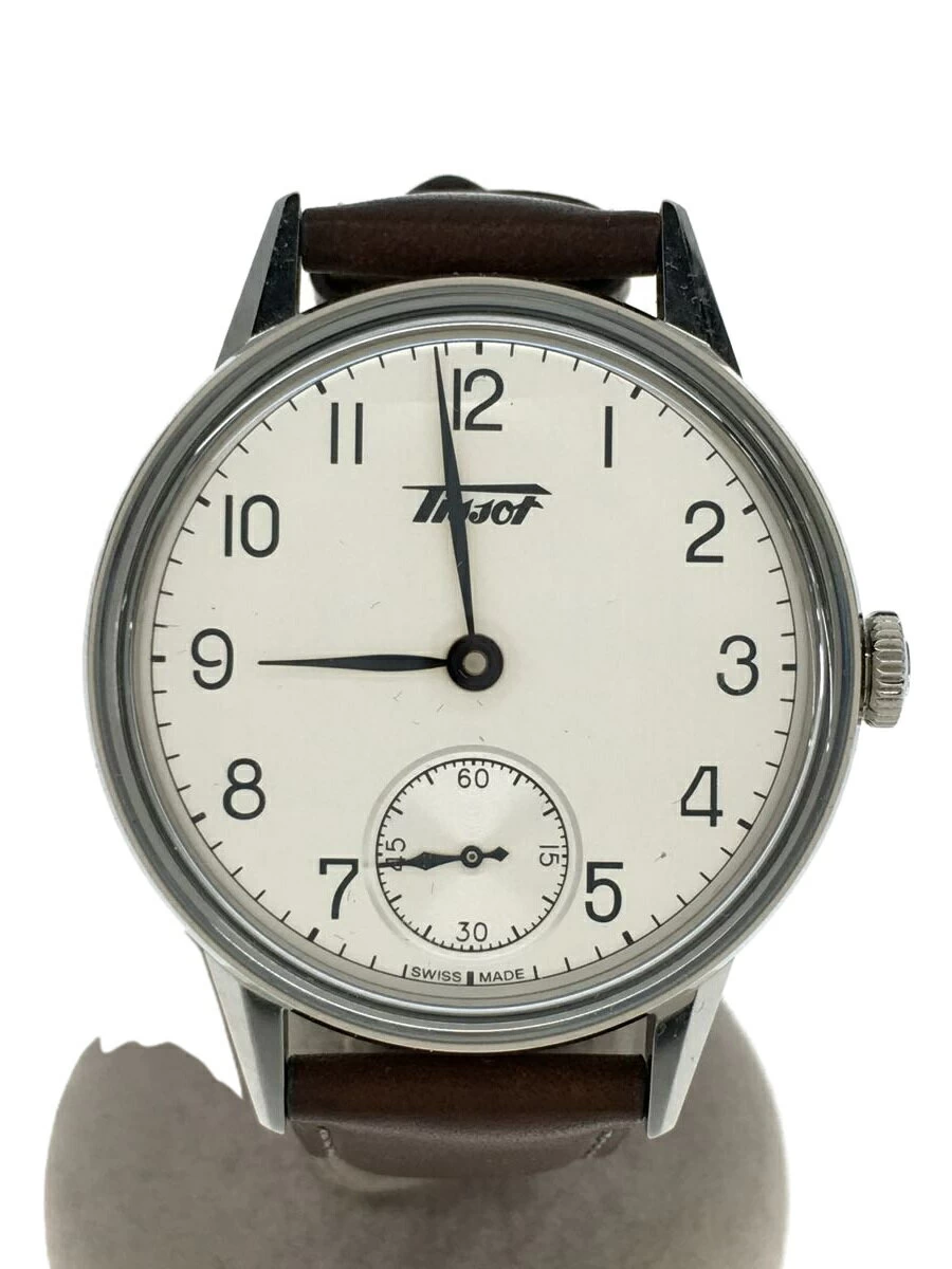 TISSOT ◆ HERITAGE/ HAND WRING/ ANALOG/ LEATHER/SILVER/ BROWN