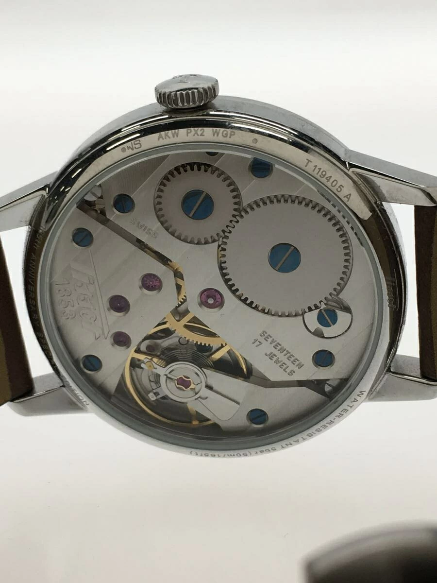 TISSOT ◆ HERITAGE/ HAND WRING/ ANALOG/ LEATHER/SILVER/ BROWN