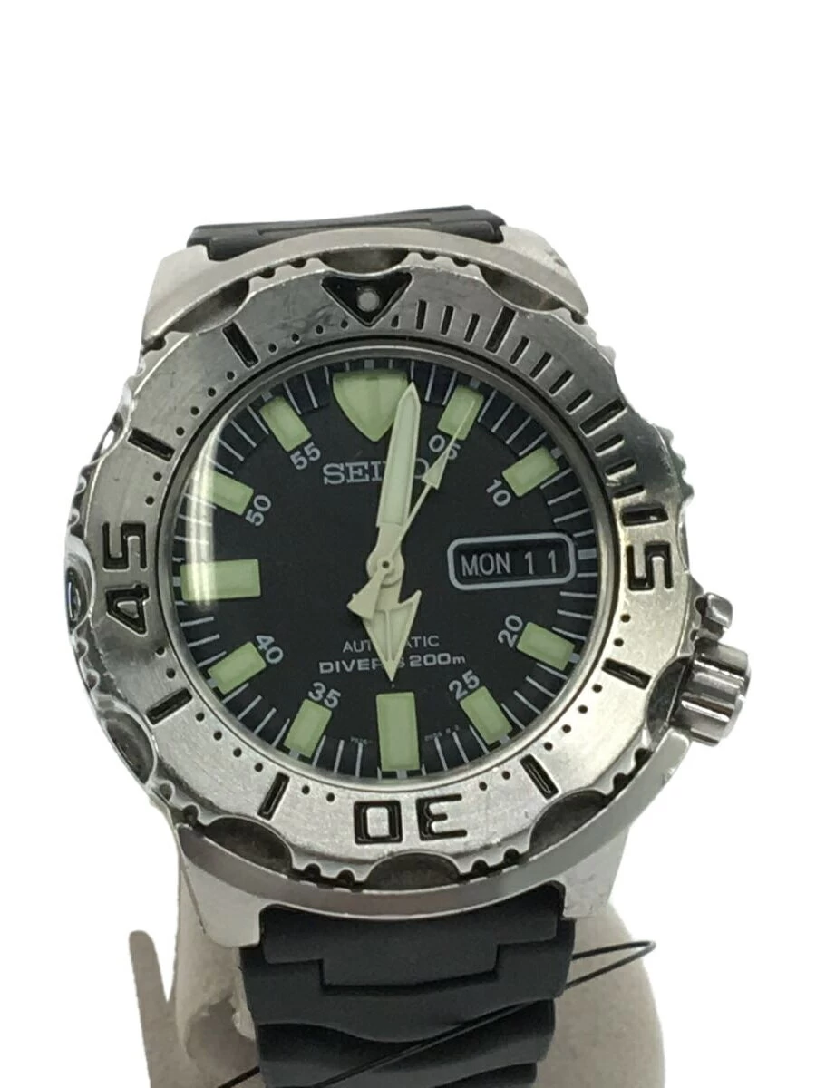 SEIKO ◆ Divers/Black Monster/with replacement belt/automatic/analog/rubber/
