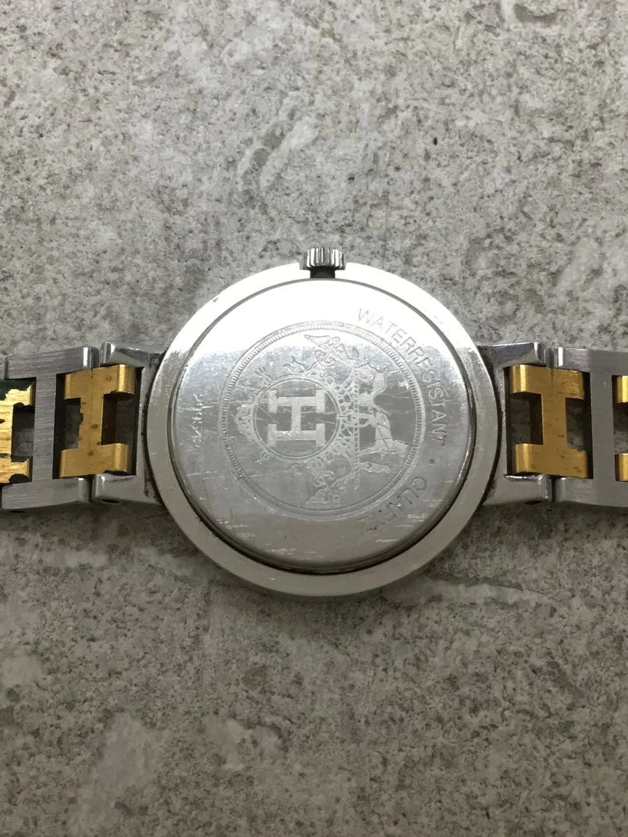 HERMES ◆ Quartz/Analog/Stainless Steel/White/Gold/Clipper/299542/CLIPPER Arabian Index Date