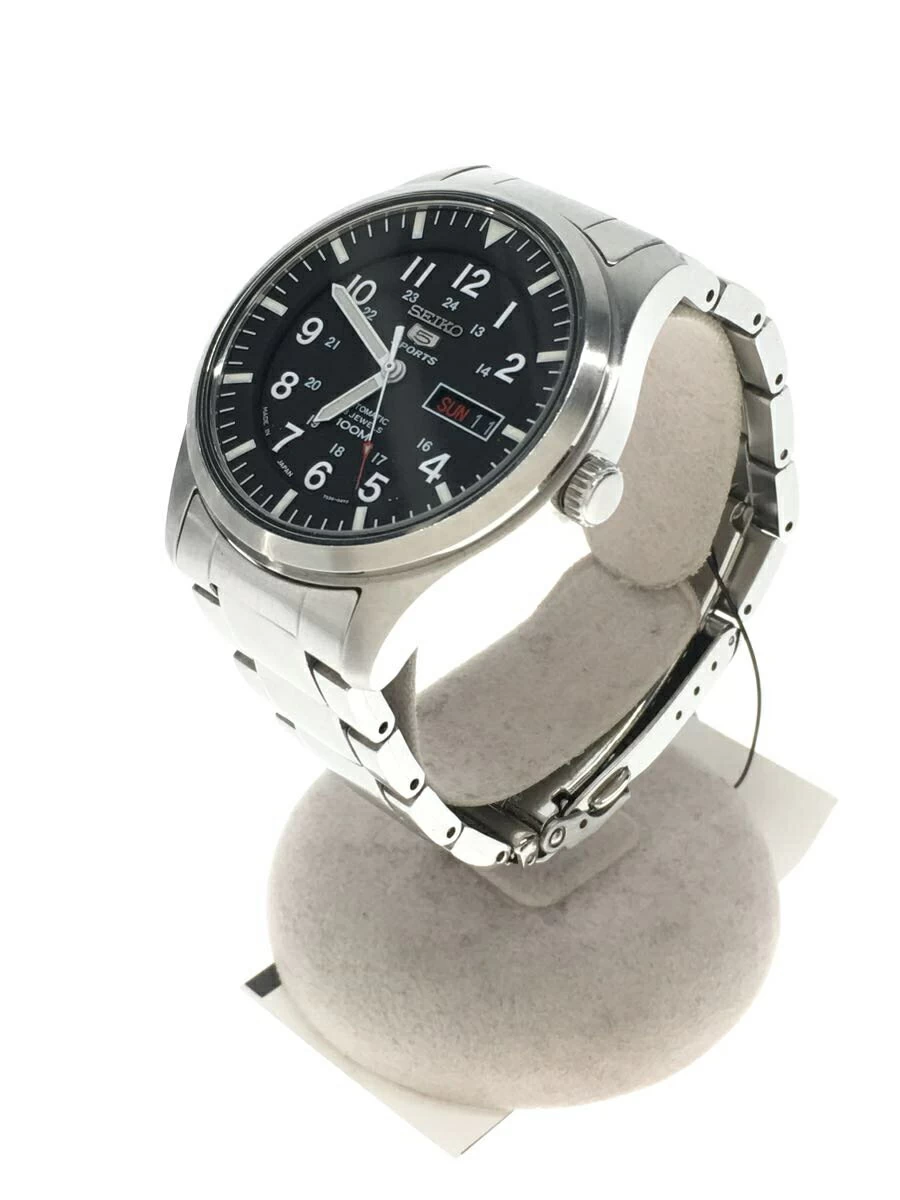 SEIKO ◆ SEIKO 5 SPORTS/automatic/analog/stainless steel/BLK/SLV/7S36-03J0