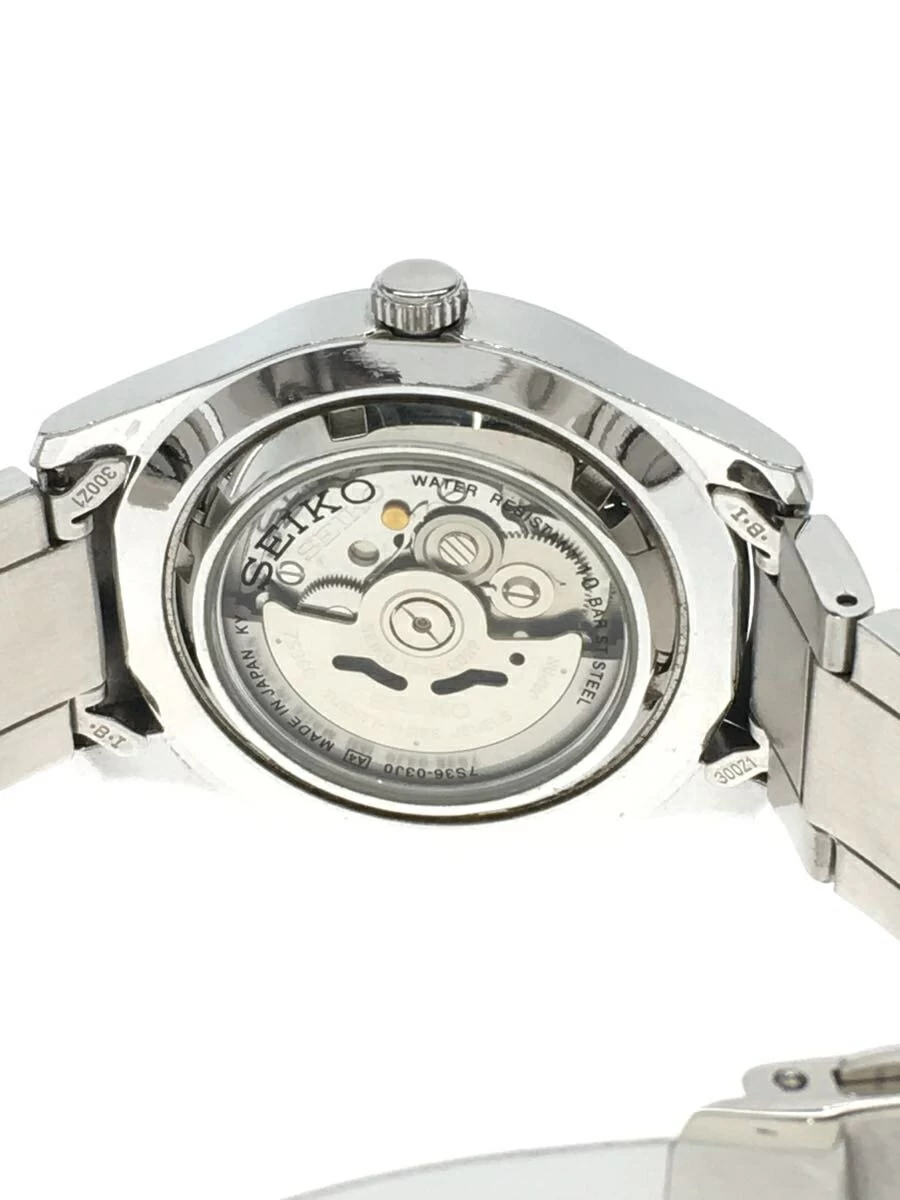 SEIKO ◆ SEIKO 5 SPORTS/automatic/analog/stainless steel/BLK/SLV/7S36-03J0