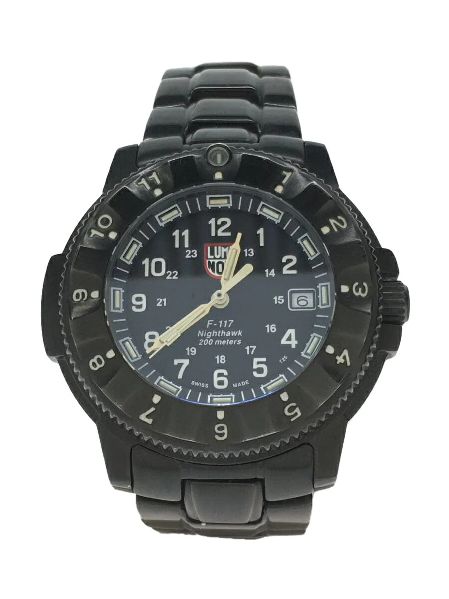 LUMINOX ◆ Nighthawk/Quartz/Analog/Stainless Steel/BLK/3400-200/F-117