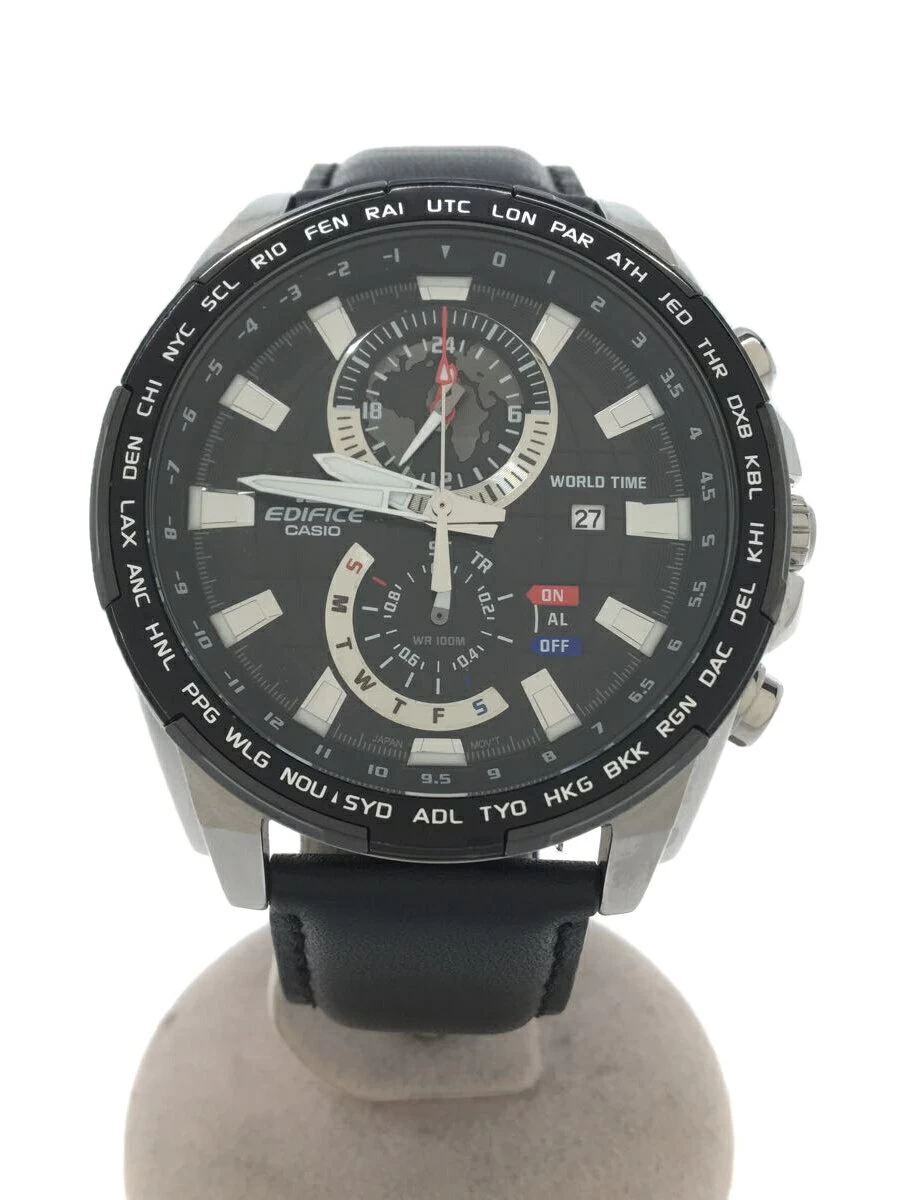 CASIO ◆ EDIFICE/QUARTZ/ANALOG /LEATHER /BLACK/EFR-550L