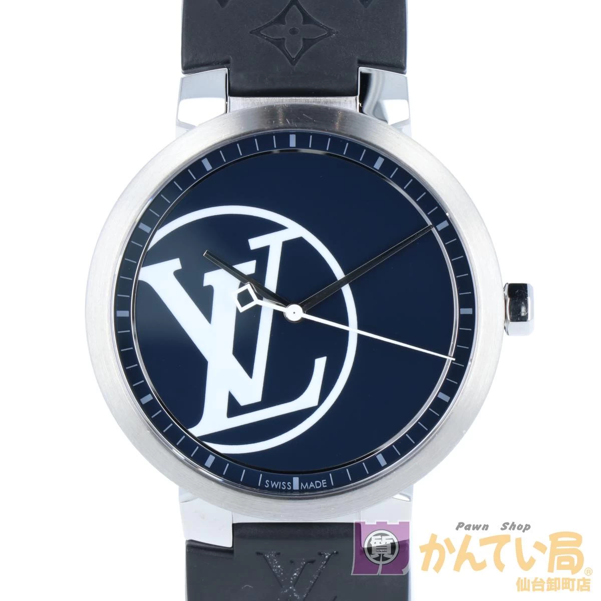 [Louis Vuitton] Louis Vuitton Tambour Slim 100 Limited Edition QA001 Quartz Stainless Steel Rubber Navy Dial Ladies Unisex USED-SA [9304] Pawn Shop Sendai Oroshimachi