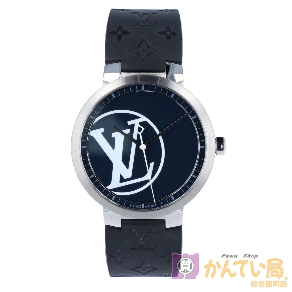 [Louis Vuitton] Louis Vuitton Tambour Slim 100 Limited Edition QA001 Quartz Stainless Steel Rubber Navy Dial Ladies Unisex USED-SA [9304] Pawn Shop Sendai Oroshimachi