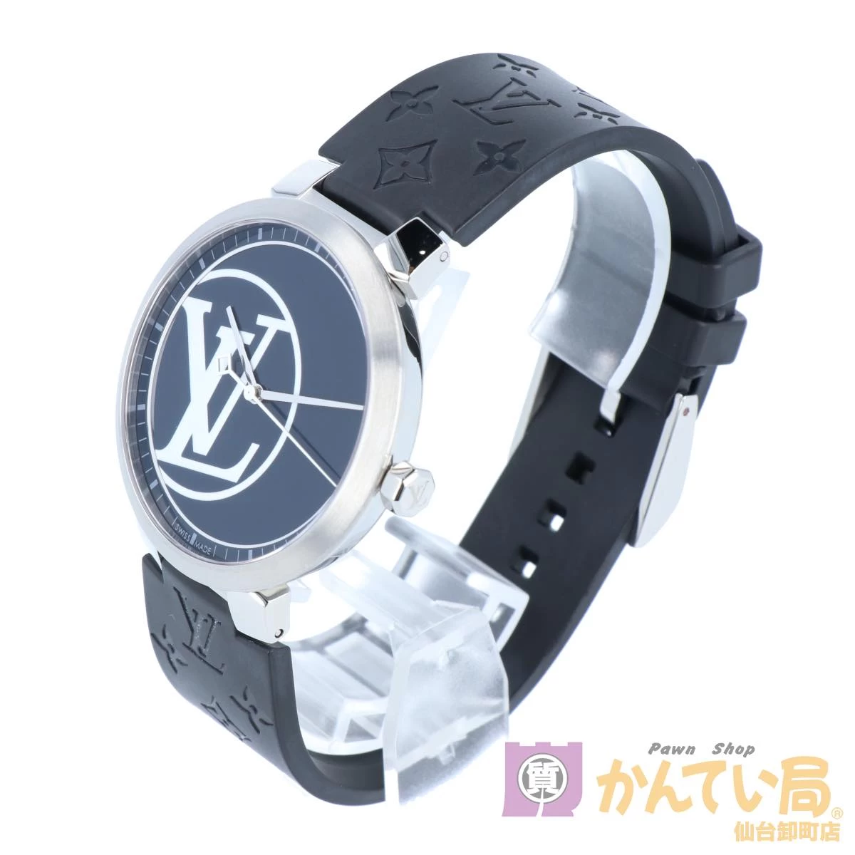 [Louis Vuitton] Louis Vuitton Tambour Slim 100 Limited Edition QA001 Quartz Stainless Steel Rubber Navy Dial Ladies Unisex USED-SA [9304] Pawn Shop Sendai Oroshimachi