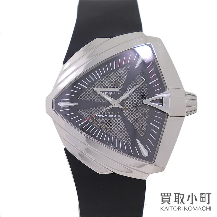 [Good Condition] Hamilton [Hamilton] Ventura XXL Auto Black Stainless Steel Rubber Strap See-through Automatic Watch for Men H24655331 H246551 VENTURA XXL AUTO WATCH [A Rank]