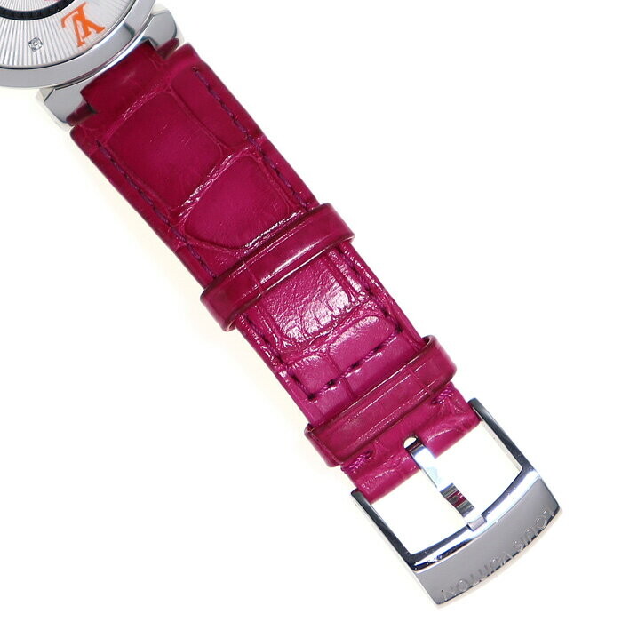 [Good Condition] Louis Vuitton [LOUIS VUITTON] QA147Z Tambour Monogram MM Fuchsia & Orange Pink Alligator Leather Belt 8P Diamond Quartz Ladies Watch LV TAMBUR 33 MMONOGRAM 8P DIAMONGRAM WATCH [A Rank]