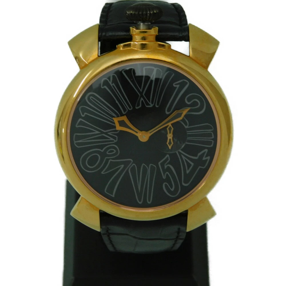 [With box] GaGa Milano Gaga Milano Manuale Slim 46 Vellfire Limited Collaboration 999 Pieces Quartz Leather Strap Black Dial Arabian Roman Numerals Unisex Niihama Store