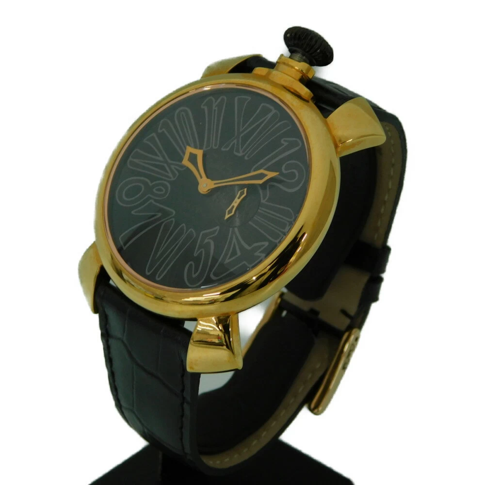 [With box] GaGa Milano Gaga Milano Manuale Slim 46 Vellfire Limited Collaboration 999 Pieces Quartz Leather Strap Black Dial Arabian Roman Numerals Unisex Niihama Store