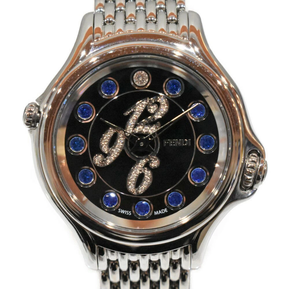 [Box and Gallery Included] FENDI Crazy Carat 10500L 001-*** Stainless Steel Black Dial Quartz 2012 Purchase Ladies Matsuyama Kumanodai
