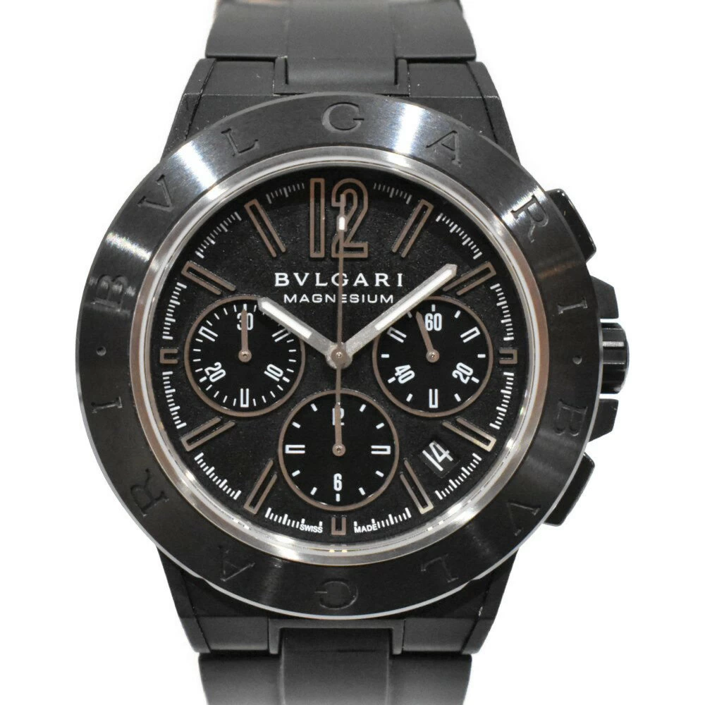 [Box and gallery available] BVLGARI Diagono Magnesium Chronograph DG42BSMCUDCH PO00*** Rubber Belt Self-winding 2017 Purchase Matsuyama Kumanodai Store